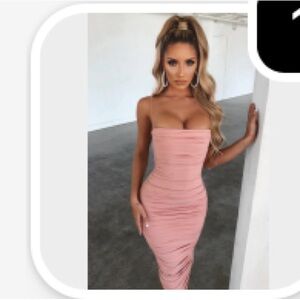 Elegant Maxi Pink Strapless Dress